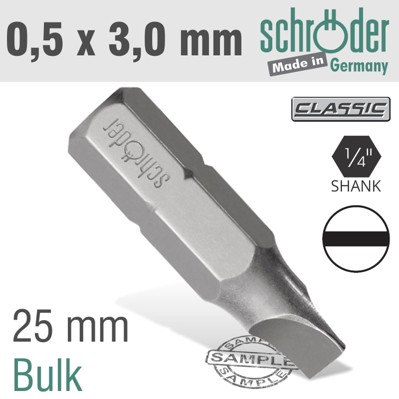 Schroder Slotted Bit 0.5X3.0 25Mm Bulk