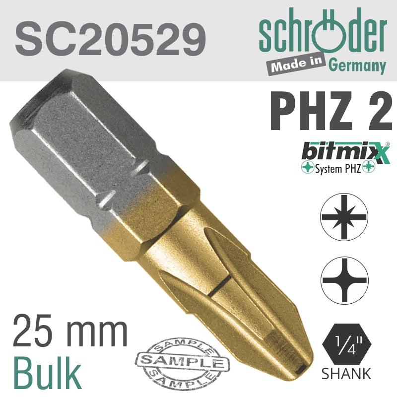 Schroder Phz Bit No2X25Mm Pz/Ph Tin