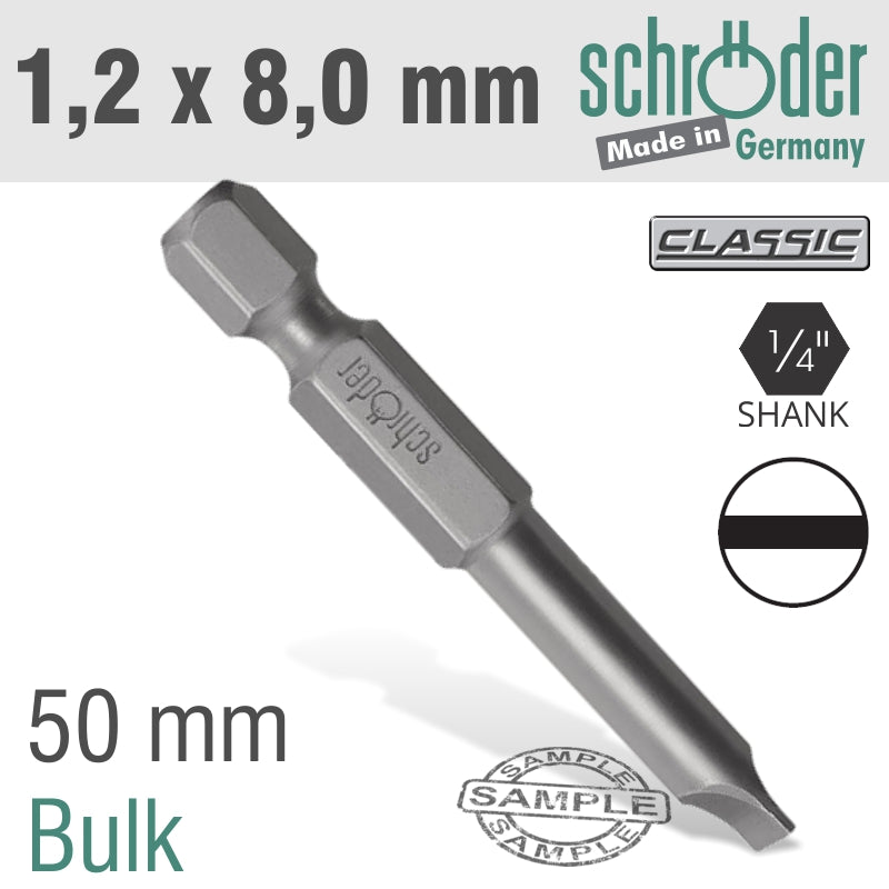 Schroder Slotted 1.2X8.0 50Mm Pwr.Bit