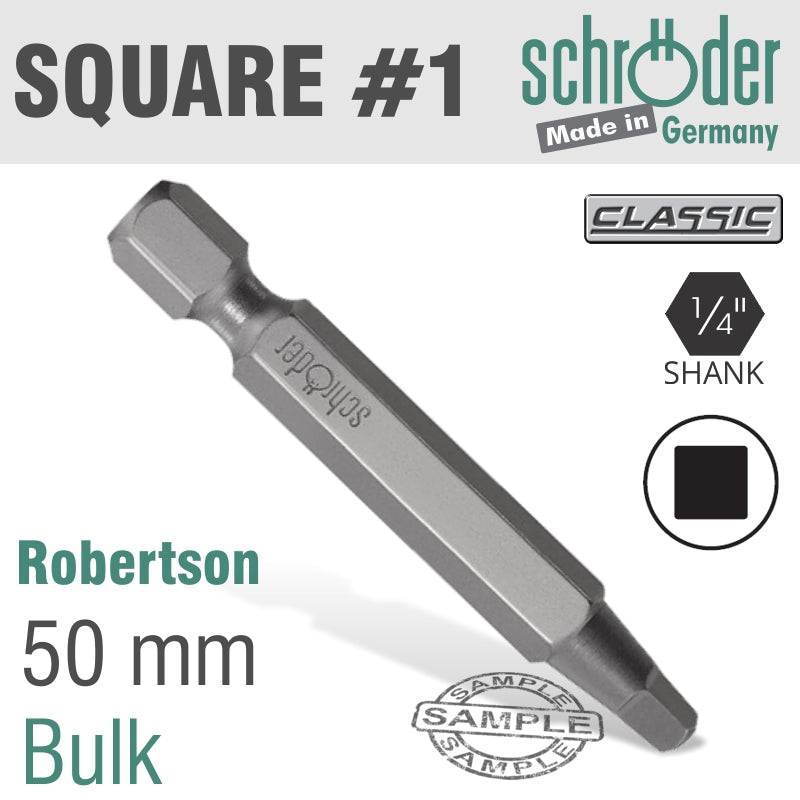 Schroder Screwdriver Bit Square Recess No.1 X 50Mm