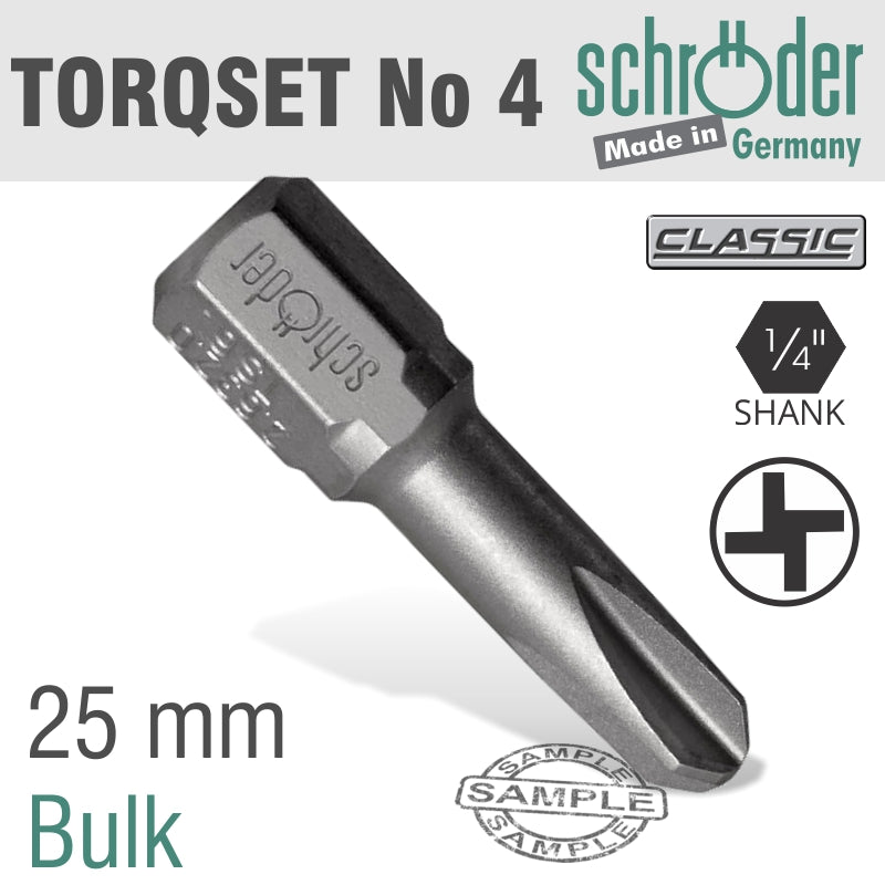 Schroder Torqset No.4X25Mm Classic Bit