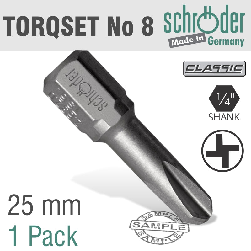 Torqset No.8X25Mm Classic Bit 1 Pack