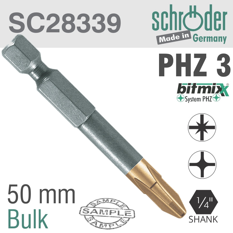 Schroder Phz No 3 X 50Mm Titanium Nitrate Coated Bits