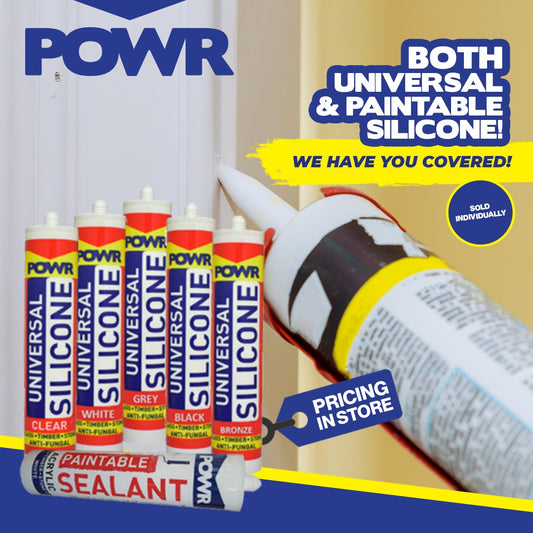 SEALANT SILICONE POWR CLEAR 260ML CART