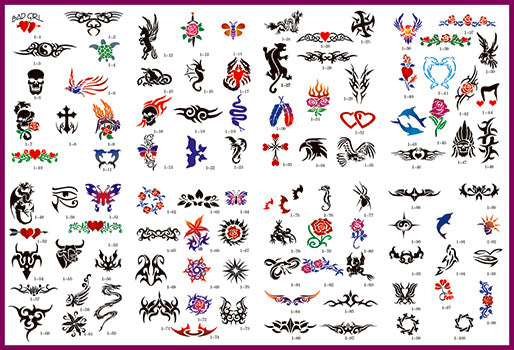 Book 01 Tattoo Stencils 100 Designs Per Book 4 Designs On Ea  A4 Sheet