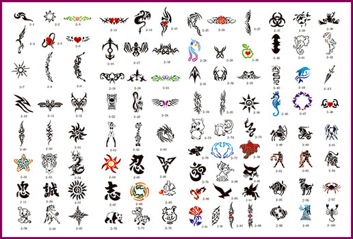 Book 02 Tattoo Stencils 100 Designs Per Book 4 Designs On Ea  A4 Sheet