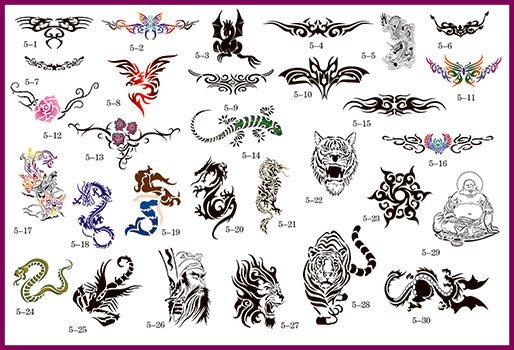 Book 05 Tattoo Stencils 30 Designs 1 Design On Each A4 Sheet