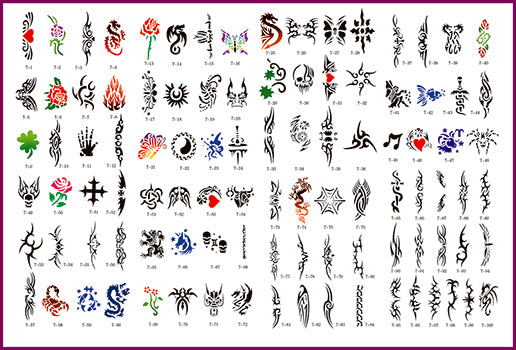 Book 07 Tattoo Stencils 100 Designs Per Book 4 Designs On Ea A4 Sheet