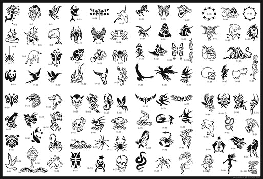 Book 09 Tattoo Stencils 100 Designs Per Book 4 Designs On Ea A4 Sheet