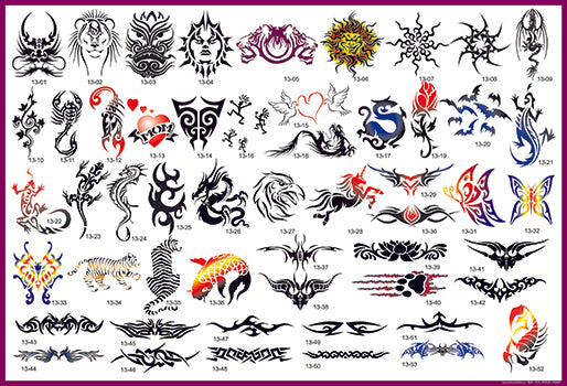 Book 13 Tattoo Stencils 53 Designs Mid-Size