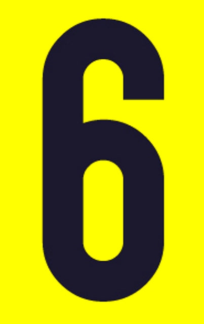 SIGN SELF ADHESIVE NO.6 55X90MM