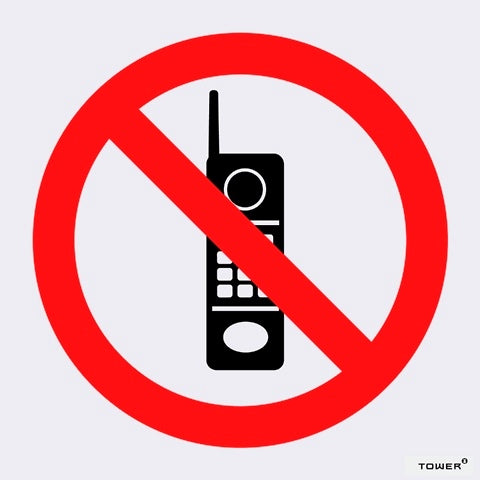 SIGN NO CELLPHONES 150X150MM