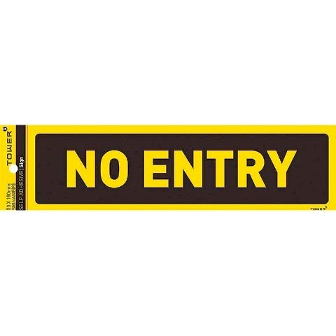 SIGN SELF ADHESIVE NO ENTRY 180X50MM