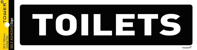 SIGN TOILET ADH REVERSE PRINT 50X180MM