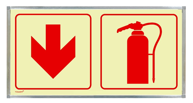 SIGN&FRAME PH/LUM FIRE EXT&RED ARW 1SD