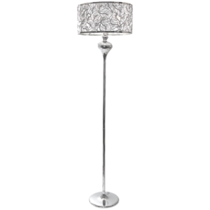Brightstar SL052 Polished Chrome Standing Lamp with Silver Patterned Shade