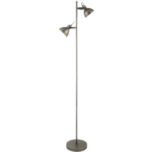 Brightstar SL062 Antique Silver 2-Light Floor Lamp with Foot Switch, 1600mm Height