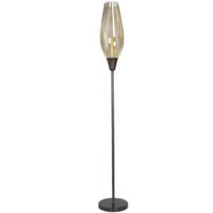 Brightstar SL081 Cognac Metal Floor Lamp with Glass Shade and Foot Switch