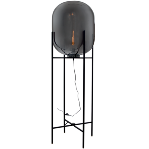 Brightstar SL082 Smoke Metal Floor Lamp with Glass Shade and Foot Switch
