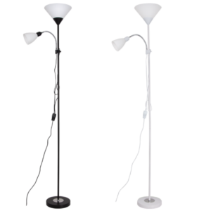 Brightstar SL087 Metal and Polished Chrome Floor Lamp with PVC Covers, 1790mm Height, Black/White