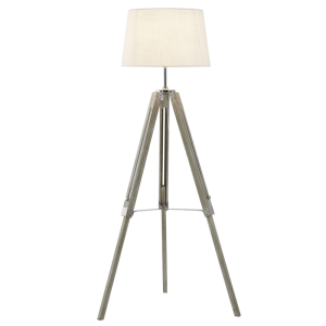 Brightstar SL415 Beige Wood and Polished Chrome Floor Lamp with Adjustable Height