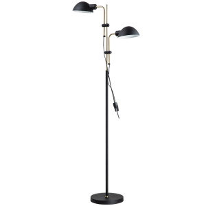 Brightstar SL433 Black Metal Standing Lamp with Moveable Arm, Sand Black and Antique Brass