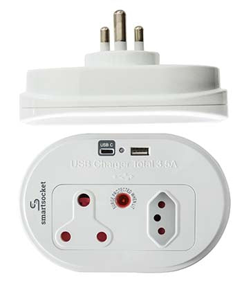 Smartsocket Adaptor Surge 1X16A 1X5A+Usb