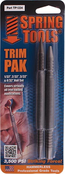 Souber Tools Spring Tool Trim Pack 1/32' 2/32' 3/32' & 4/32' Nail Setter