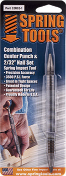 Souber Tools Spring Tool Combination Center Ounch & 2/32' Nail Set