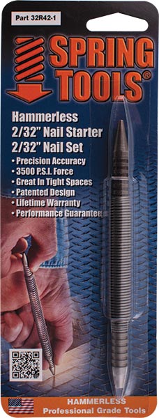 Souber Tools Spring Tool Hammerless 2/32' Nail Starter 2/32' Nail Setter Spring
