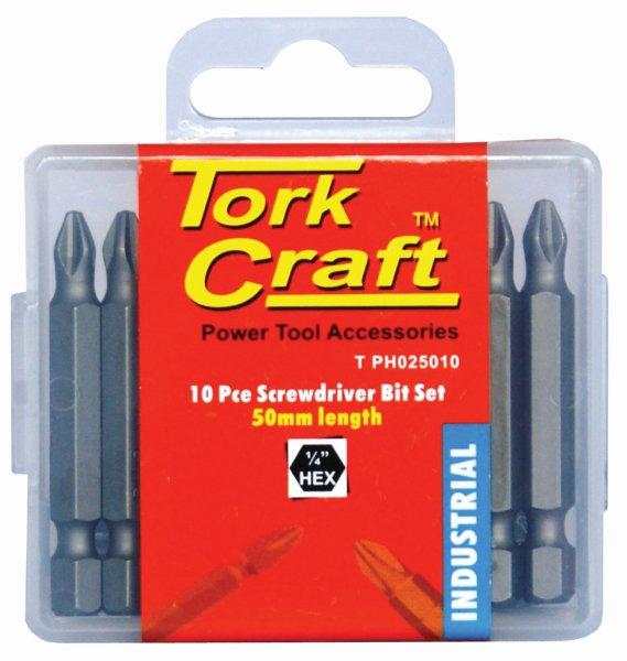 Tork Craft Power Bit Ph 2 50Mm 10 Pce Pack Screwdriver Bit Philips