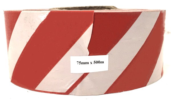 Tape Barrier Pvc Red/White 75Mm*500Mt (5 Rolls)