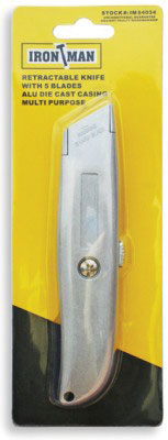 Knife Trim Ironman Retract D/Cast Alu C/W 5 Blades 150Mm Im8