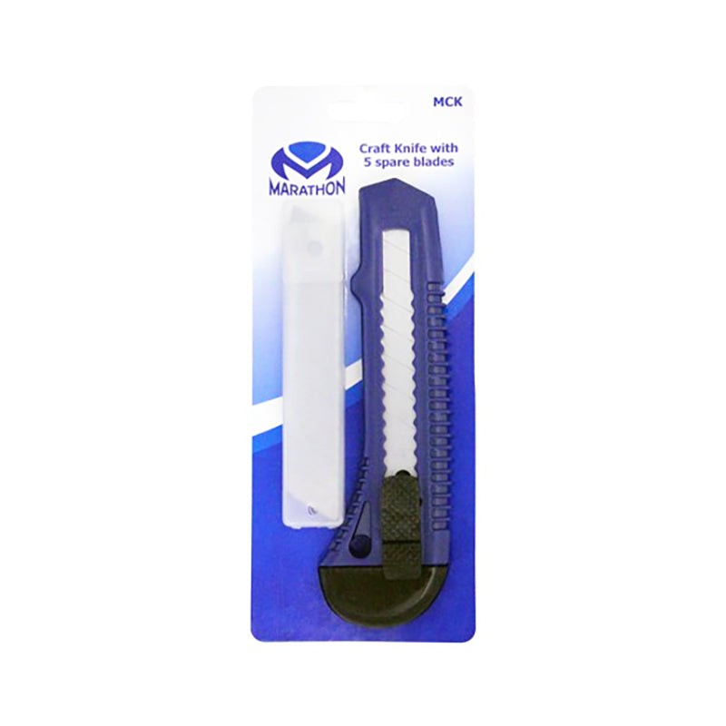 KNIFE MARATHON SNAP OFF 18MM + 5 SPARE BLADES MCK
