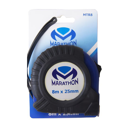 MEASURING TAPE MARATHON RUBBERISED 8M X 25MM MTR