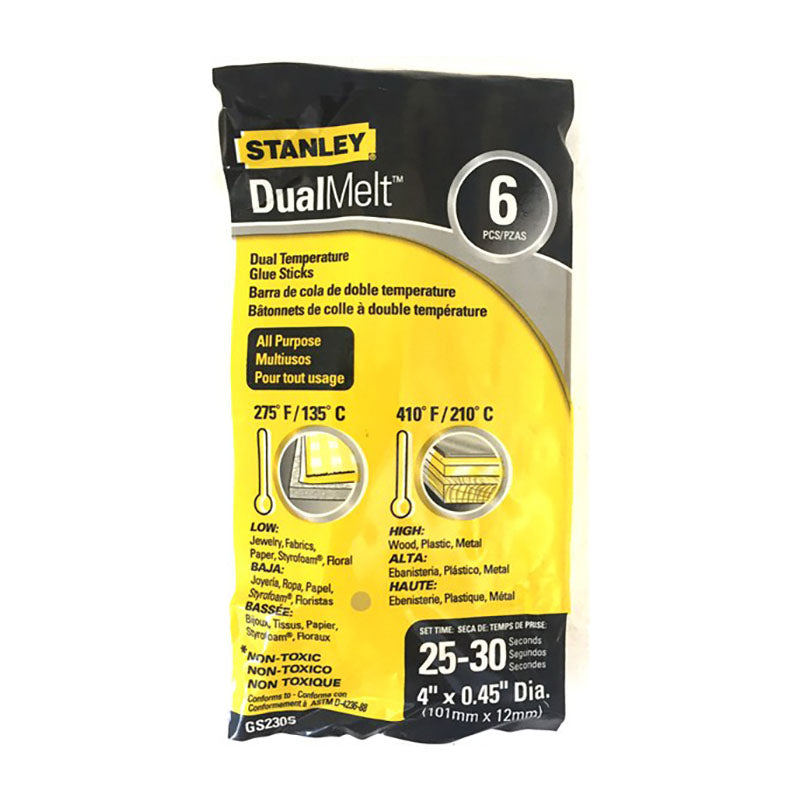 ADHESIVE GLUESTICK STANLEY 100MM G/PURP 6 PACK GS230