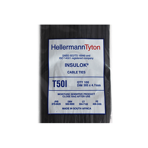 Hellermanntyton Cable Tie T50Ibk - 4.7Mm X 305Mm