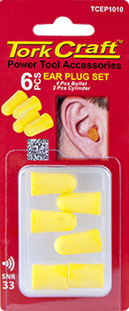 TORK CRAFT EAR PLUG 6PC SET 4PC BULLET 2PC CYLINDER CARDED SNR33