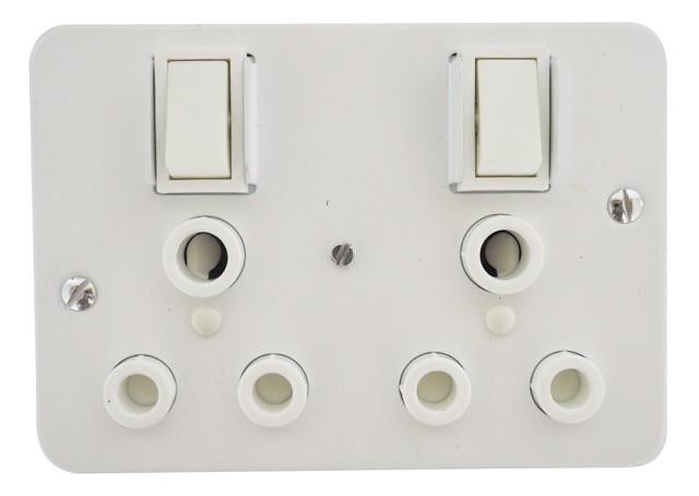 TITAN INDUSTRIAL DOUBLE SWITCH SOCKET + STEEL COVER 75x75