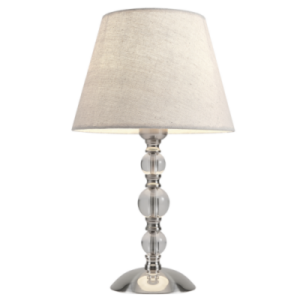 Brightstar TL012 Satin Chrome and Crystal Table Lamp with Hessian Shade