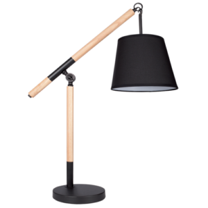 Brightstar TL141 Metal and Wood Table Lamp with Black Fabric Shade