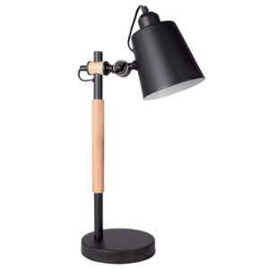 Brightstar TL142 Black Metal and Wood Adjustable Table Lamp with Metal Shade
