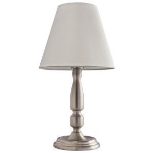 Brightstar TL149 Straw Satin Table Lamp with Satin Chrome Base and Cream Fabric Shade