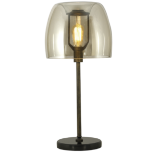 Brightstar TL175 Cognac Metal Table Lamp with Tinted Glass Shade (620mm Height)