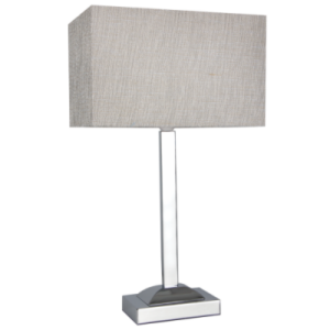 Brightstar TL178 Polished Chrome Table Lamp with Champagne Fabric Shade