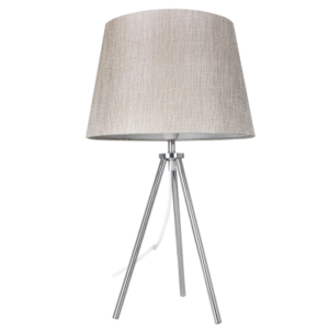 Brightstar TL179 Polished Chrome Table Lamp with Champagne Fabric Shade