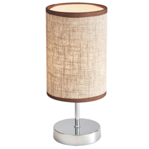 Brightstar TL630 Chrome Table Lamp with Light Brown Fabric Shade