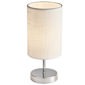 Brightstar TL632 Polished Chrome Table Lamp with White Fabric Shade