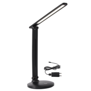 Brightstar TL646 BLACK Rechargeable LED Table Lamp with 3-Step Touch Brightness and Foldable Arm