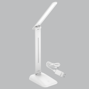 Brightstar TL647 White Rechargeable LED Table Lamp with 3-Step Touch Dimming and Foldable Arm